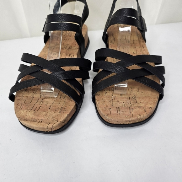 B.O.C Comfort Black Strappy Sandals Cork Footbed Size 8 - Picture 5 of 9